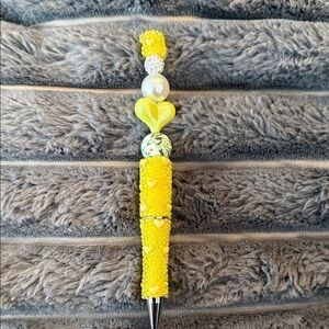 Yellow Beaded Decorative Pen